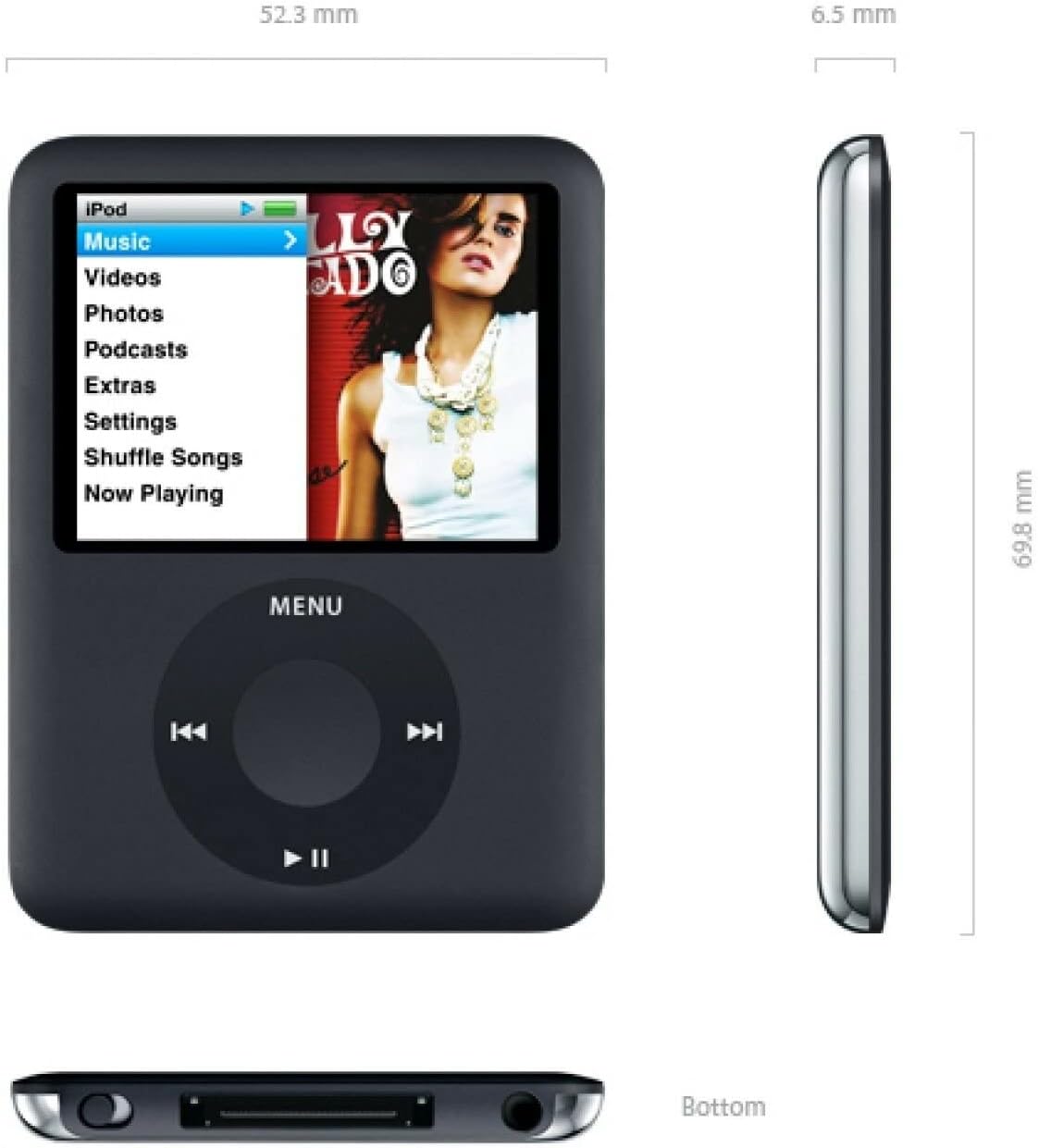 Music Player Compatible with MP4/MP3 - Apple iPod Nano 3rd Generation (8GB) (Black) (Renewed)