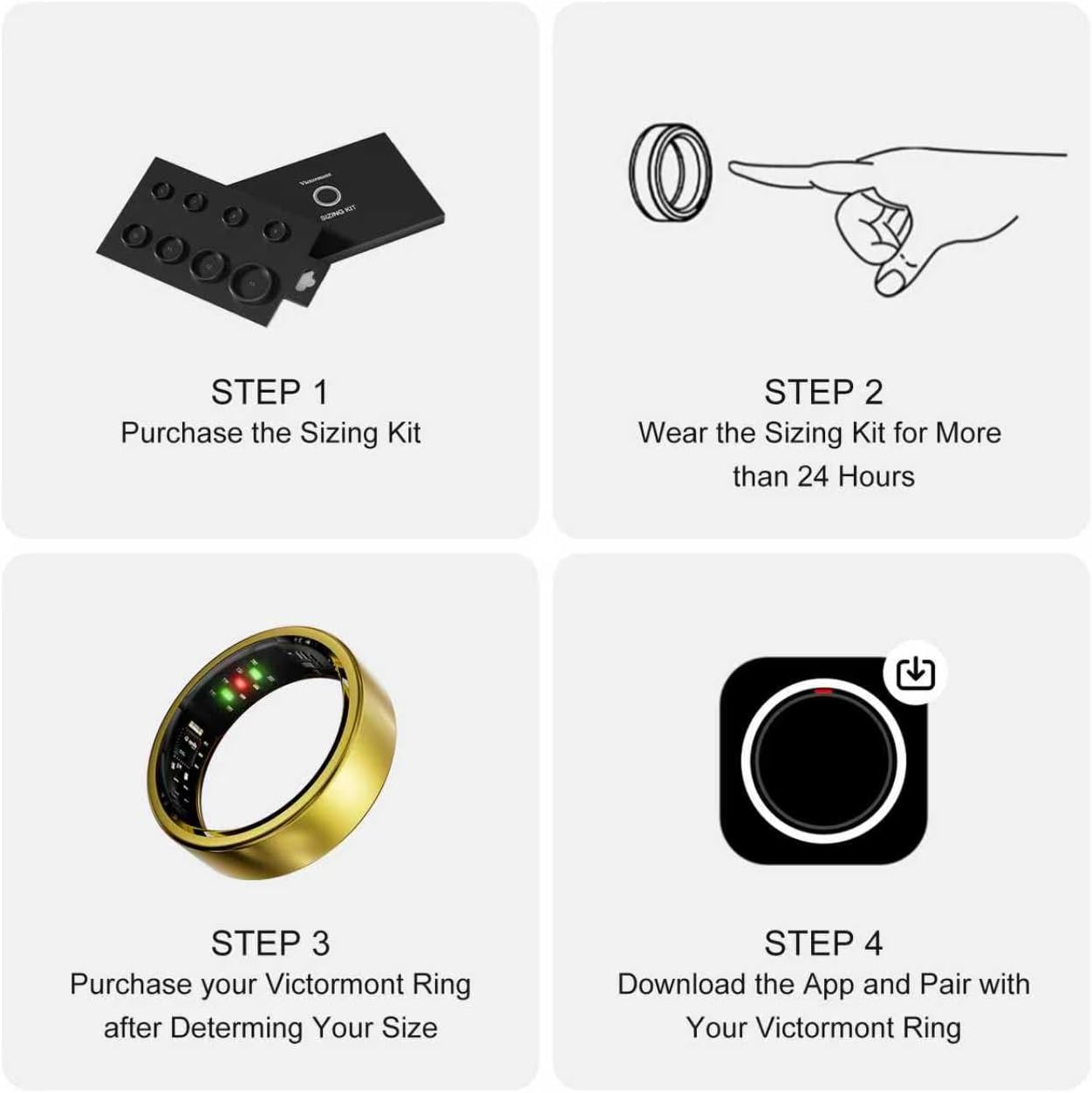 Titanium Smart Ring, Sleep & Activity Tracking Ring with Heart Rate, HRV, Stress Insights, 7-Day Battery Life, No Subscription, IP68 Waterproof, iOS & Android Compatible (Gold, 9)