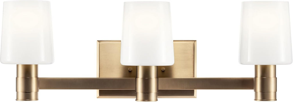Kichler Adani 3-Light Vanity Light Fixture, Modern Bathroom Vanity Lighting with Opal Glass in Champagne Bronze for Bathroom or Powder Room Wall Mount (8.25" x 24"), 55176CPZ