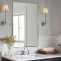 MOON MIRROR Brushed Nickel Pivot Mirror for Bathroom, Tilt Rounded Rectangle for Vanity, Overall 28.33 x 32 in (Mirror 24x 32 in)