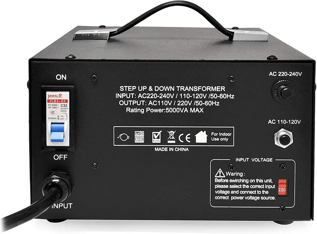 ELC 5000 Watt Voltage Regulator with Transformer - Step Up/Down - 110v to 220v / 220v to 110v Power Converter - Circuit Breaker Protection 3-Years Warranty