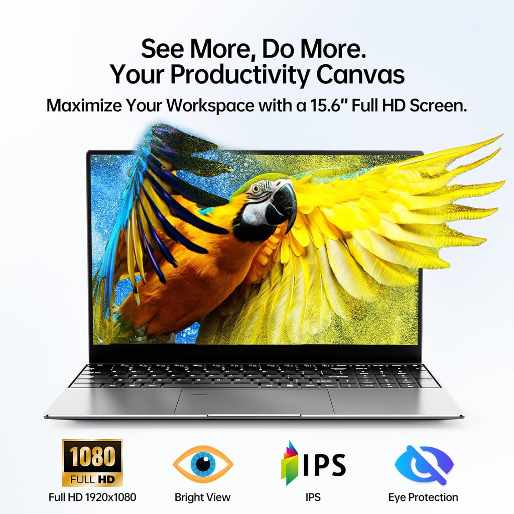 2026 Latest 15.6'' Laptop Windows 11, 8GB RAM 256GB SSD, Pentium 6500Y (3.40GHz), Backlit Keyboard, 1080p Full HD Display, Fingerprint, Webcam, USB3.2, Mini-HDMI, TF Card Slot, up to 16GB RAM 2TB SSD