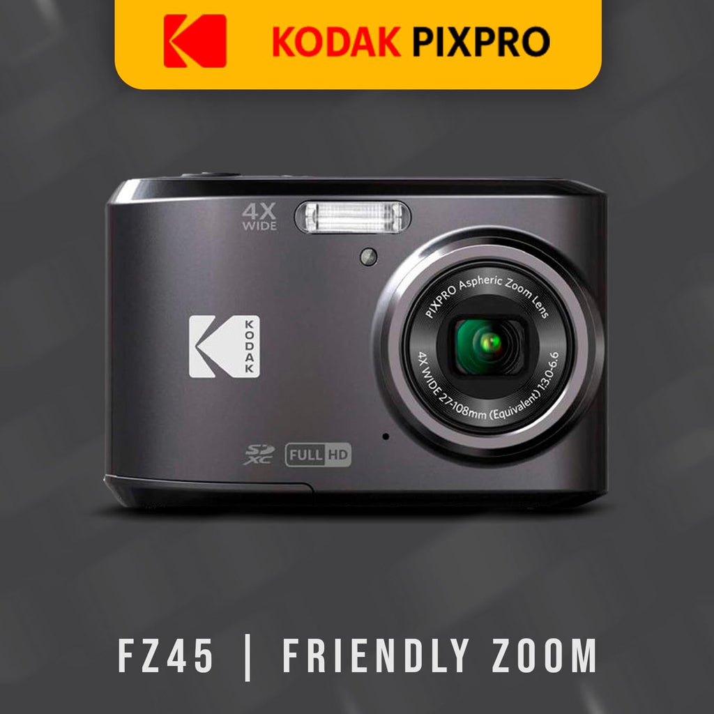 Kodak PIXPRO FZ45 Digital Camera (Black) Bundle with 32GB Class 10 UHS-I U1 SDHC Memory Card and AA High-Performance Alkaline Batteries (4-Pack) (3 Items)
