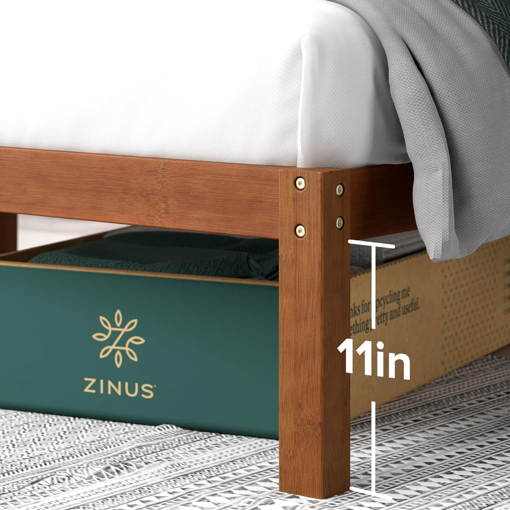 Zinus Leah Bamboo Platform Bed Frame with Headboard, No Box Spring Needed, Wood Slat Support, Easy Assembly, Queen
