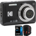 Kodak PIXPRO FZ55 Digital Camera, Black Bundle with Lexar 32GB High-Performance 800x UHS-I SDHC Memory Card + Deco Photo Point and Shoot Field Bag Camera Case
