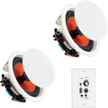 STUDIOFINIX 8 Inch Bluetooth Ceiling Speaker System, 400W Peak in-Ceiling Speakers with 2-Channel Wall Amplifier, Flush Mount Home Audio for Living Room, Office, Kitchen & Covered Patio（Pair）