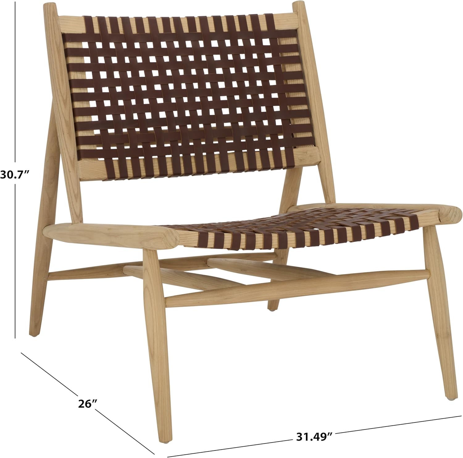 Safavieh Home Collection Soleil Natural and Cognac Leather Woven Accent Chair