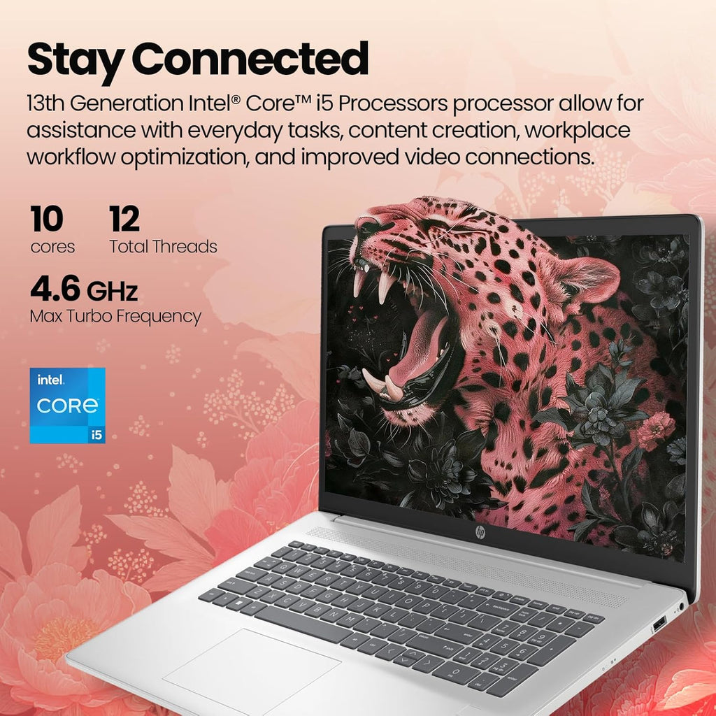 HP 17.3-inch Business Laptop 2026, Intel 10-Core i5-1334U, 12GB RAM, 512GB SSD, 17.3" FHD Anti-Glare Display, Backlit Keyboard, Fingerprint Reader, Wi-Fi 6, Windows 11 Pro, Business & Student Notebook