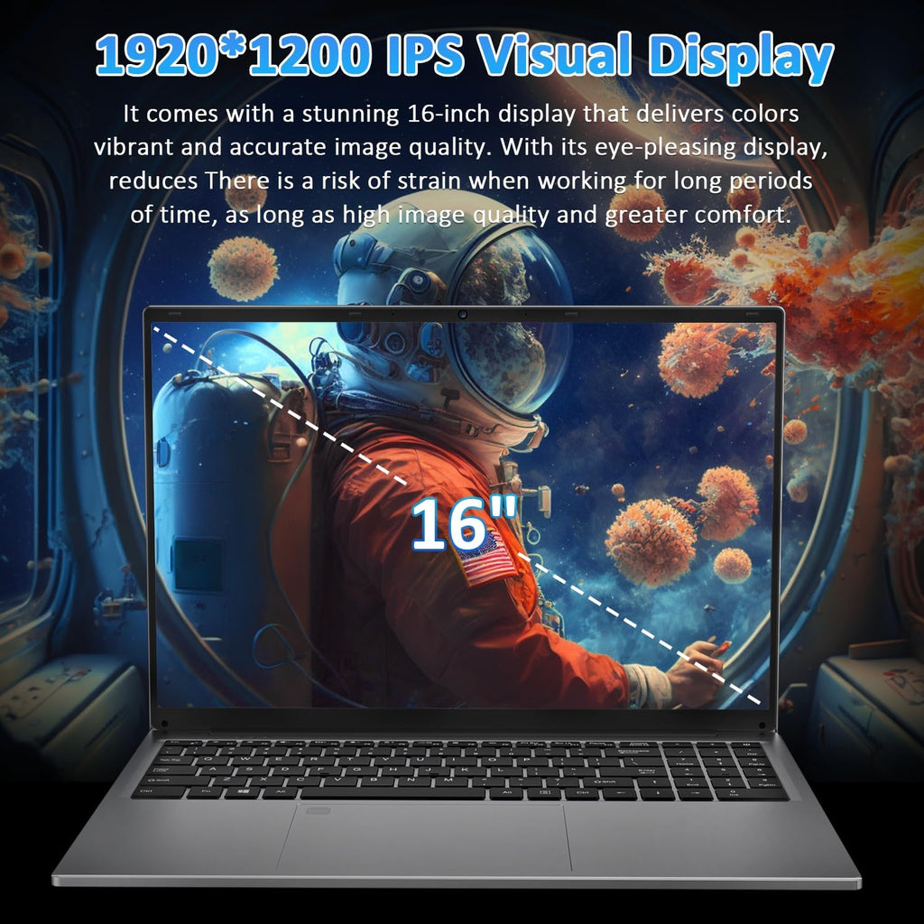 Auusda 16" Traditional Laptop Computer, i3 Processor 16GB RAM 1TB SSD Silver Laptops Notebook with Backlit Keyboard, Fingerprint, WiFi 6 Bluetooth 5.3 Laptops for Students & Office USB-C Port