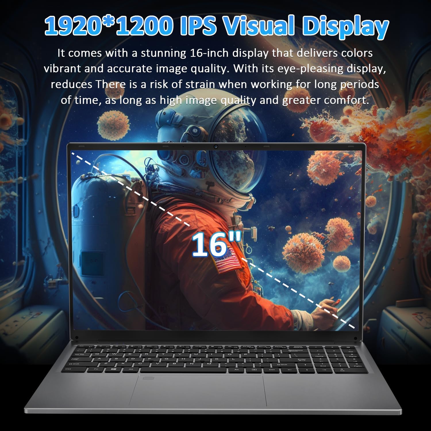 Auusda 16" Traditional Laptop Computer, i3 Processor 16GB RAM 1TB SSD Silver Laptops Notebook with Backlit Keyboard, Fingerprint, WiFi 6 Bluetooth 5.3 Laptops for Students & Office USB-C Port
