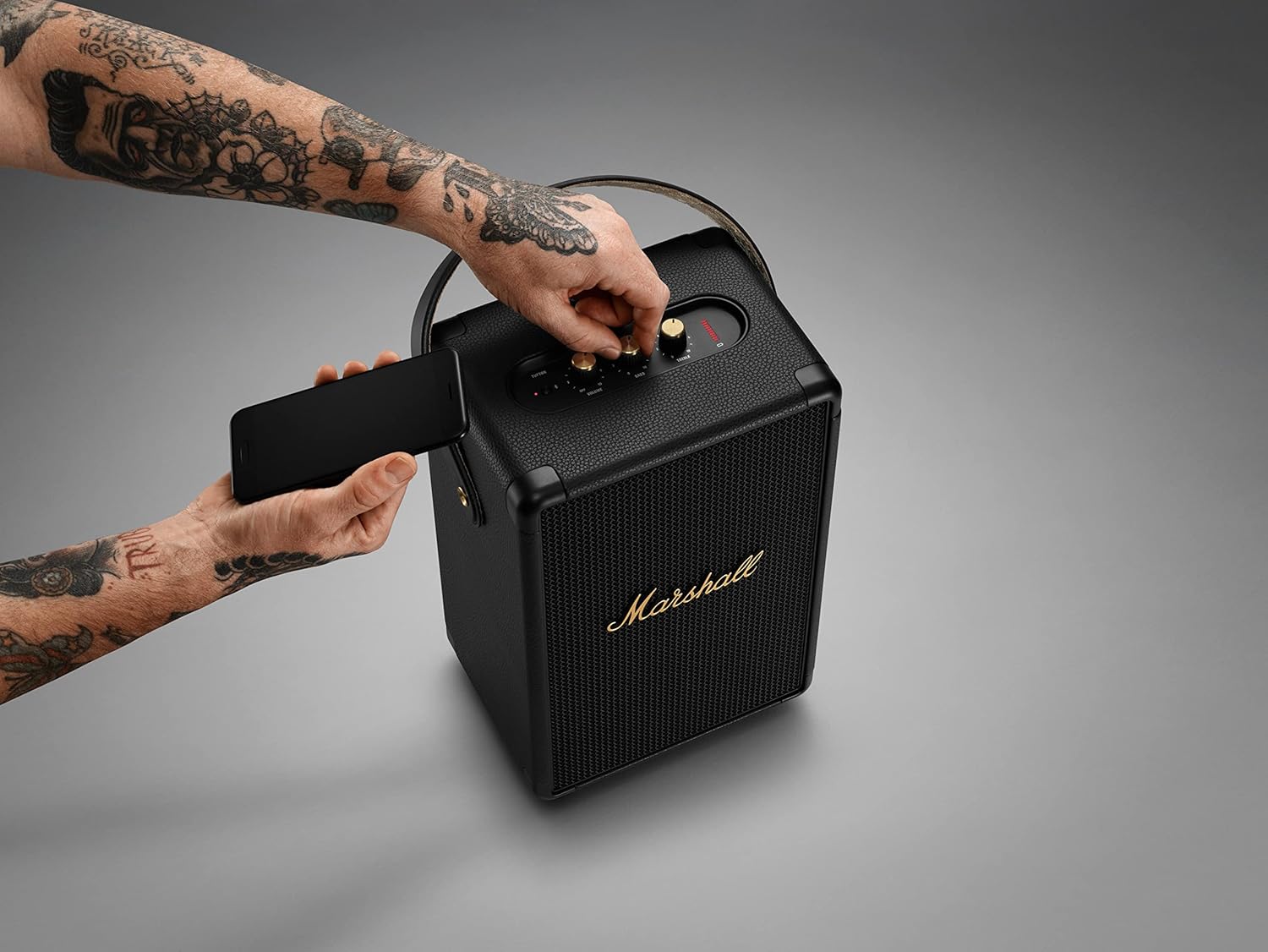 Marshall Tufton Portable Bluetooth Speaker, Black & Brass