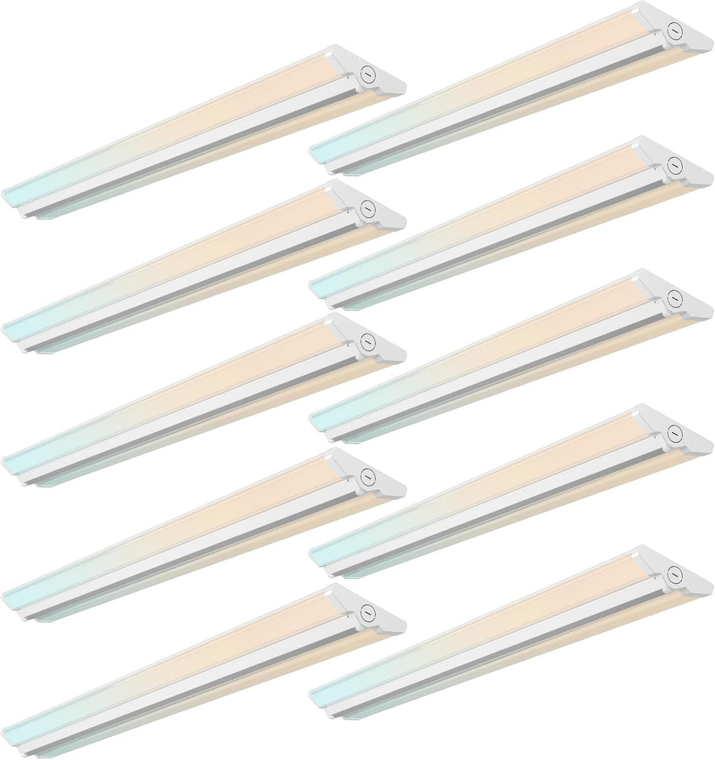 Amico 10 Pack 4FT LED Wraparound Light with 5CCT Selectable, 3500K/4000K/5000K/6000K/6500K, 30/40/50W, 6500LM Super Bright Flush Mount 4 Foot Office Ceiling Light for Kitchen Garage