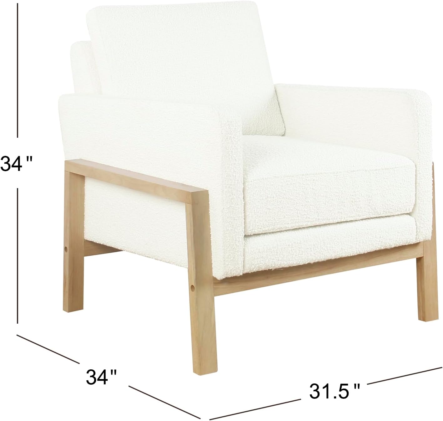HomePop Wood Frame Accent Chair | Homepop Home Decor | Accent Chairs for Living Room & Bedroom - Cream Boucle