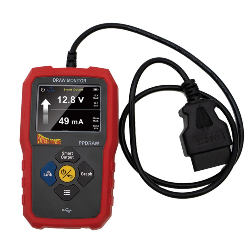 Power Probe PPDRAW Automotive Battery Voltage and Parasitic Draw Monitor with OBDII Connection