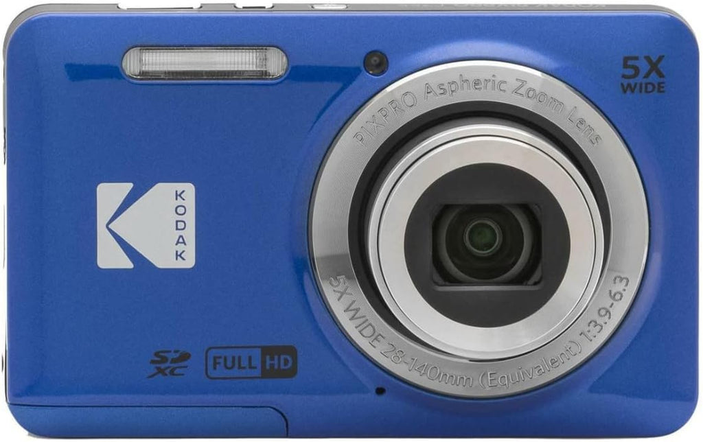 KODAK PIXPRO Friendly Zoom FZ55-BL 16MP Digital Camera with 5X Optical Zoom 28mm Wide Angle and 2.7" LCD Screen (Blue) Bundle with Protective Case, 32GB Memory Card (3 Items)