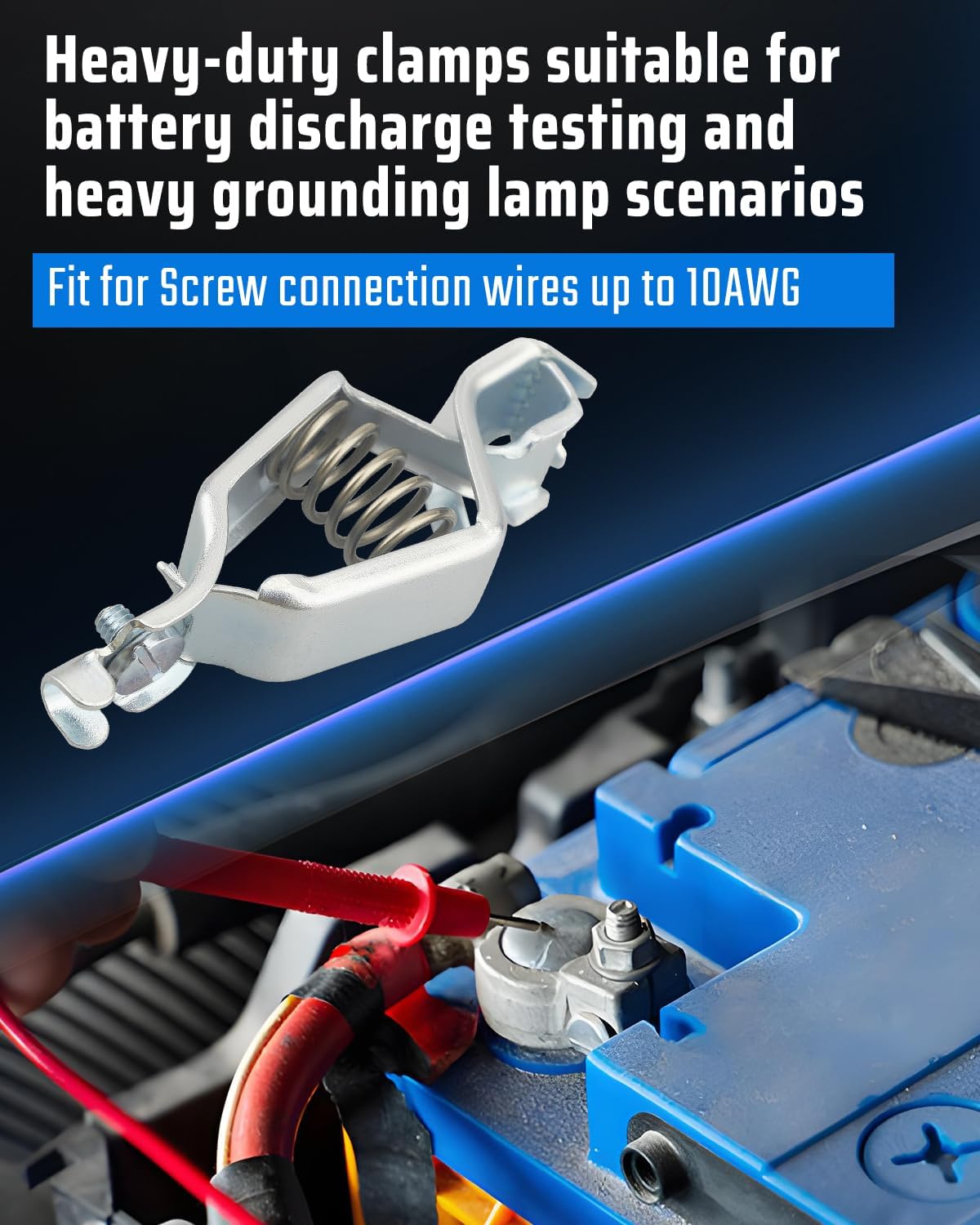 50 PCS Battery Test Clamp Fit for Battery Discharge Testing and Heavy-Duty Grounding Lighting Applications Heavy-Duty Clamp 25A