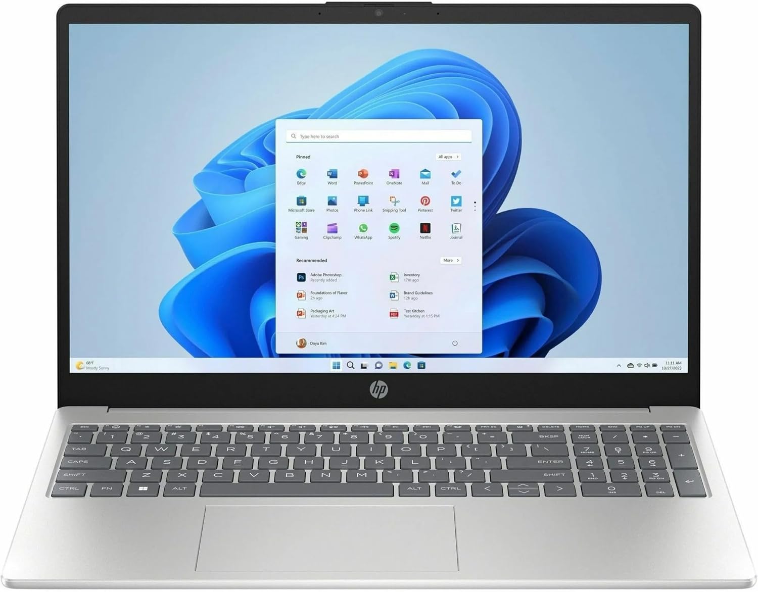 HP 15-fd0522nr 15.6" HD Laptop, Intel N200 1.0GHz, 4GB RAM, 128GB UFS, Windows 11 Home, Natural Silver