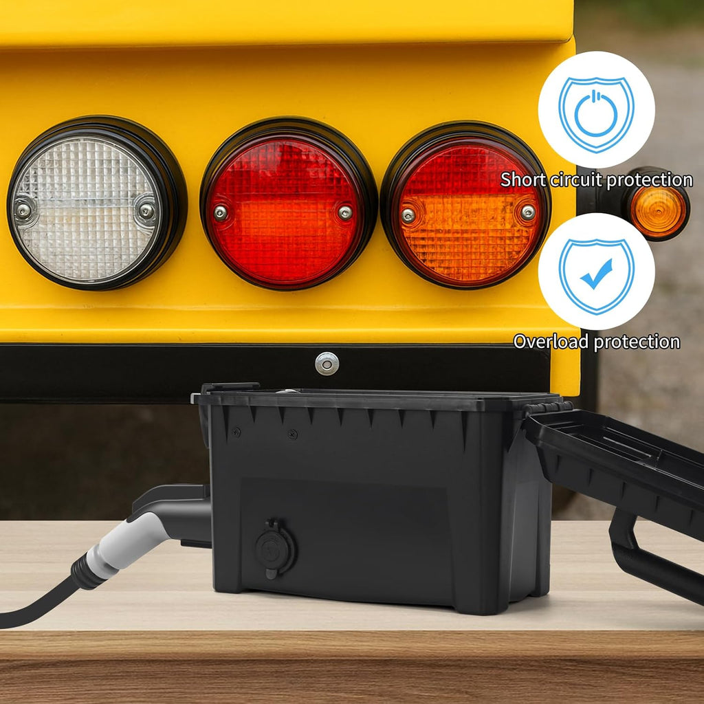 Trailer Light Tester Box with 12V 10Ah Battery and IP68 Waterproof Carrying Case, Wireless Remote Control Operation (7-Way Round Pin Compatibility)