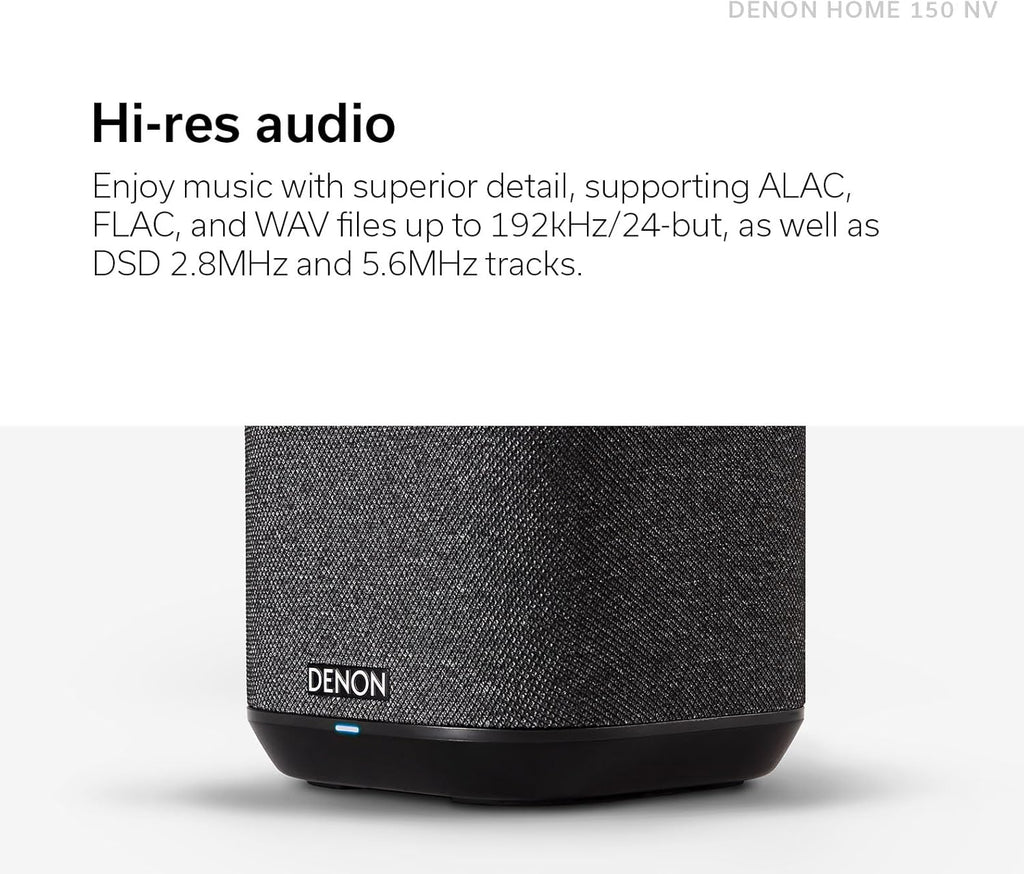 Denon Home 150 NV Home Stereo Wireless Speaker (White), Bluetooth Wireless, 1" Tweeter, 3.5" Woofer, HEOS Built-in, AirPlay 2, Multi-Room Streaming, Simple Setup, Compact Design
