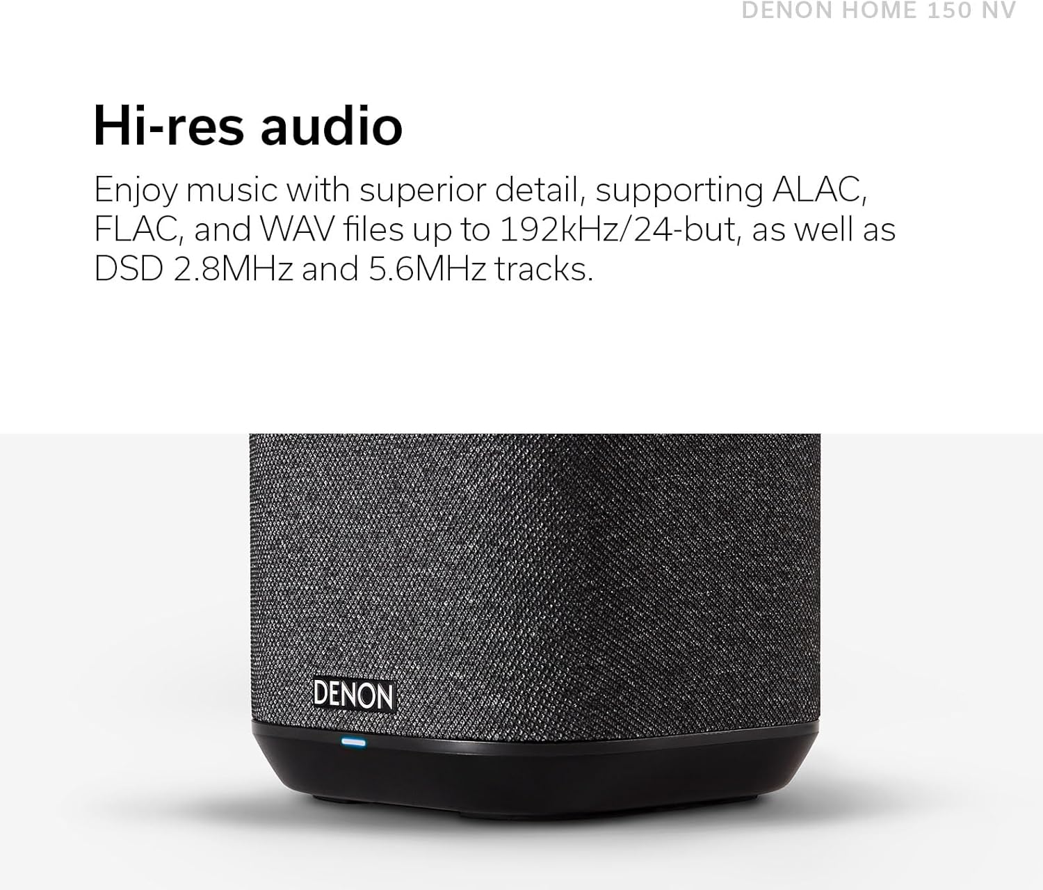 Denon Home 150 NV Home Stereo Wireless Speaker (White), Bluetooth Wireless, 1" Tweeter, 3.5" Woofer, HEOS Built-in, AirPlay 2, Multi-Room Streaming, Simple Setup, Compact Design