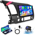 8Core4+64G Car Stereo for Honda Civic 2006-2011 Wireless CarPlay/Android Auto Android Radio with Qualcomm 9" IPS Touch Screen,BT5.1,DSP Hi-Res,GPS,SWC,Backup Camera for Honda Civic Radio