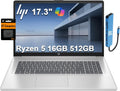 HP 17 Laptop (17.3" FHD Anti-Glare, AMD Ryzen 5 (> Intel i7-1165G7), 16GB RAM, 512GB SSD) for Business, Home, Student, Long Battery Life, Webcam, Fast Charge, HDMI, IST Hub, Win 11 Pro, Silver