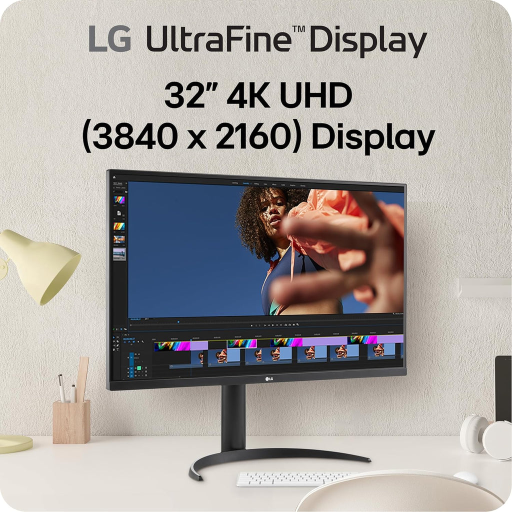 LG 32UR550K-B 32-inch Ultrafine 4K UHD (3840 x 2160) Computer Monitor, HDR10, 60Hz, HDMI, DisplayPort, Tilt/Height/Pivot Adjustable Stand, Black