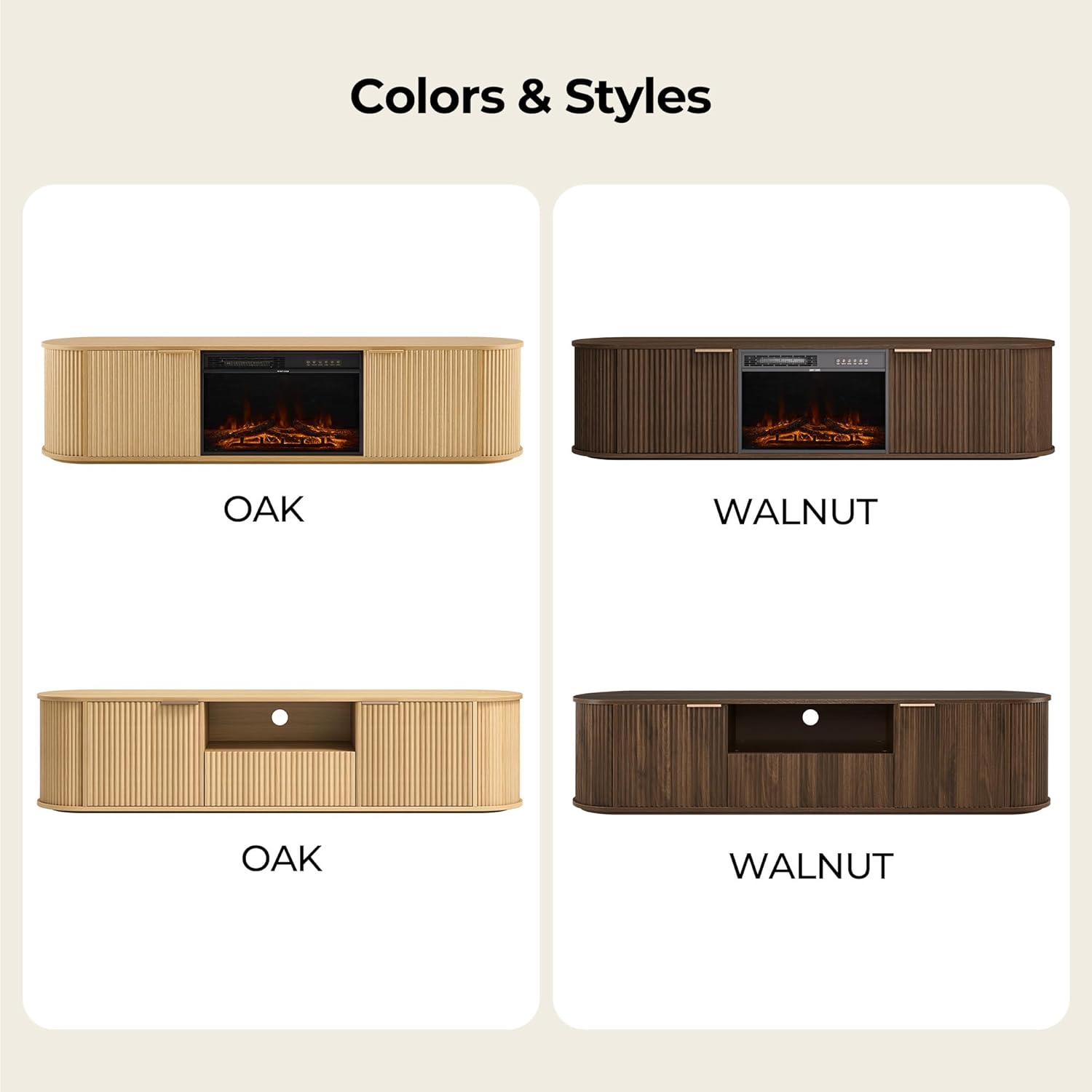 CHITA 70" Fluted TV Stands for Living Room for TVs Up to 80", Mid Century Modern Entertainment Center with Drawers, TV Console for Living Room with Storage and Adjustable Shelves, Walnut