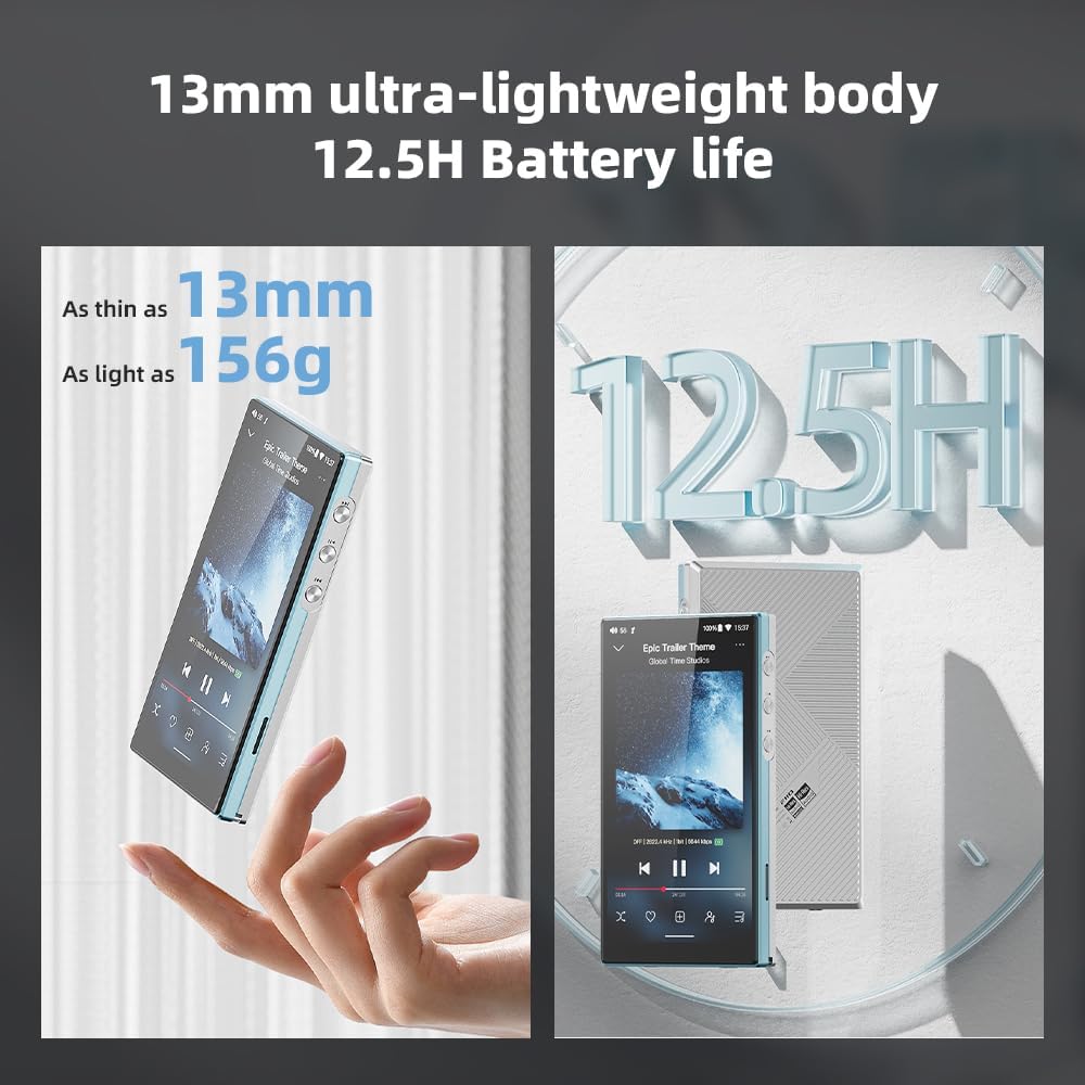 160G MP3 Player, JadeAudio/FiiO JM21(3+32G) Android 13 Hi-Res Music Player with Snapdragon 680, Bluetooth WiFi USB DAC 12.5H Playtime, up to 2TB (Black with 128G SD Card)