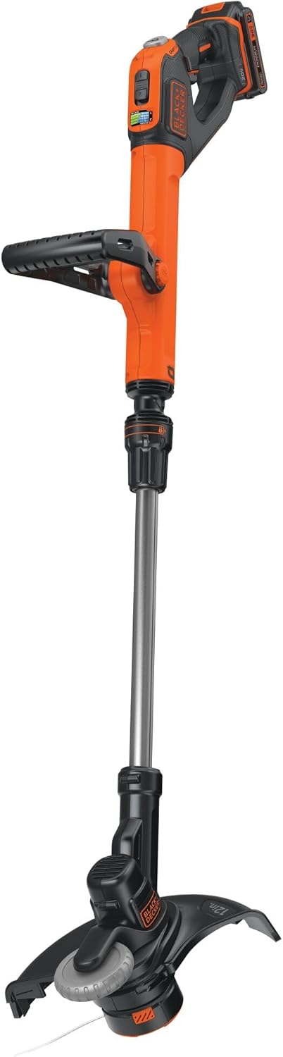 BLACK+DECKER 20V* MAX String Trimmer and Edger, EASYFEED Weed Wacker, 12 Inch Cutting Width, 2 Speed Control Weed Eater, (1) Battery and Charger Included (LSTE523)