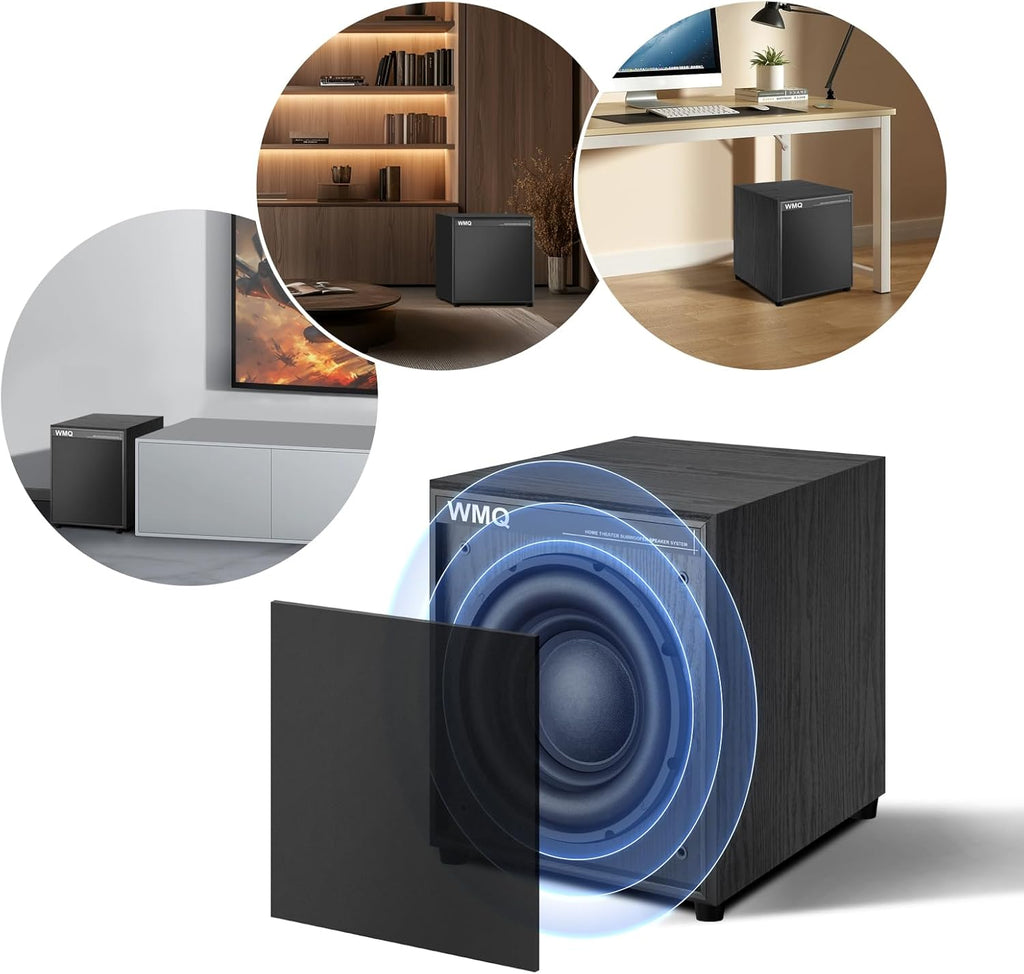 12" Active Home Theater subwoofer, Featuring RCA Input and Output interfaces, 400W RMS, Medium-Density fiberboard Cabinet with Heat Sink, Adjustable Crossover Frequency Range from 15-180 Hz.