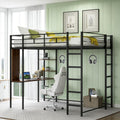 Bellemave Full Size Loft Bed with Desk and Storage Shelf and Ladder, Metal Full Size Loft BedFrame,Black