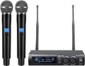 innopow Wireless Microphone System, Dual UHF Metal Cordless Mic Set, Long Distance 150-200Ft,16 Hours Continuous, Fixed Frequency, Use for Karaoke Singing, Family Party,Church …