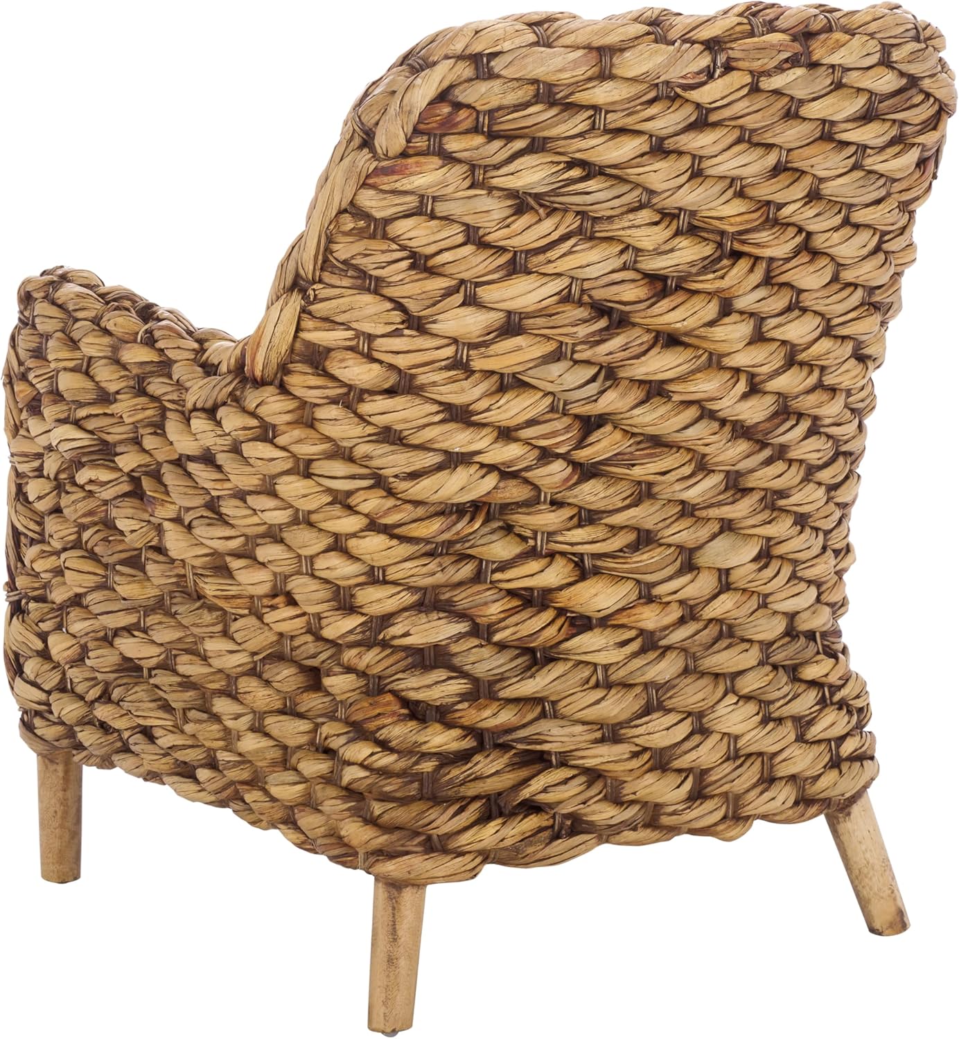 SAFAVIEH Home Collection Purrl Tropical Coastal Brown Wash Solid Wood Hyacinth Accent Chair with Cushion (Fully Assembled)