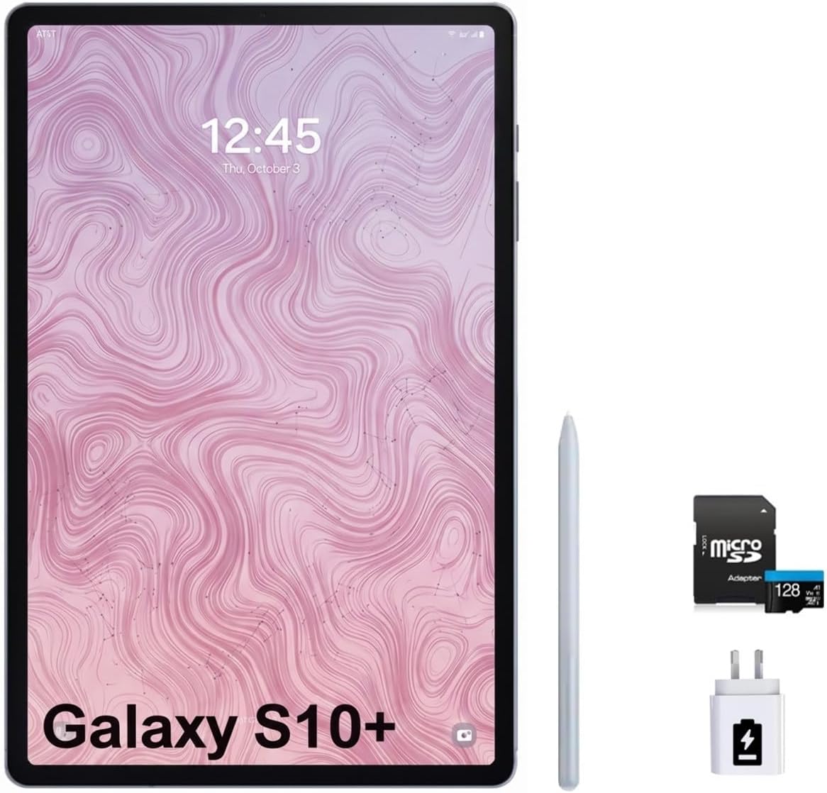 Samsung Galaxy Tab S10+ 256GB WiFi Tablet, 12.4” AMOLED Display, S Pen Included, US Version, Bundle with 45W Fast Charger and 128GB microSD Card, Moonstone Gray