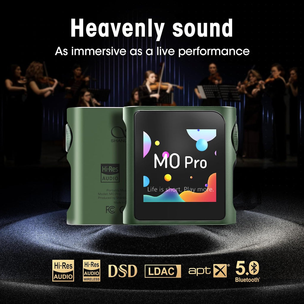 SHANLING M0 Pro MP3 Player with Bluetooth .Hi-Res Portable Music Player .Digital Audio Player 1.54” HD Touch Screen up to 10 Hour Battery Bluetooth and USB Type-C dongle 3.5mm Jacks