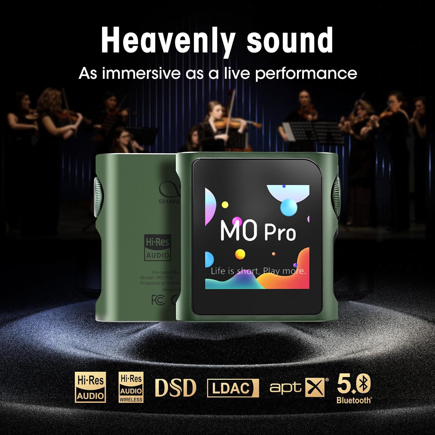 SHANLING M0 Pro MP3 Player with Bluetooth .Hi-Res Portable Music Player .Digital Audio Player 1.54” HD Touch Screen up to 10 Hour Battery Bluetooth and USB Type-C dongle 3.5mm Jacks
