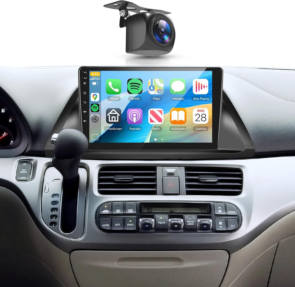 Qualcomm 8Core 4+64G Car Stereo for Honda Odyssey 2005-2010 Wireless CarPlay/Android Auto Android Radio with 10.1" IPS Touch Screen,BT5.1,DSP Hi-Res,GPS,5G WiFi,Backup Camera,Online Upgrade