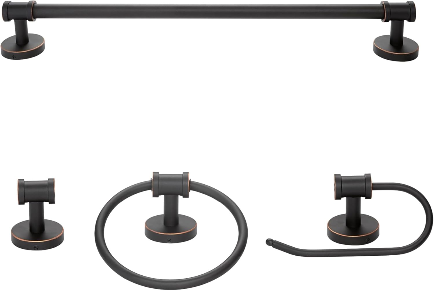 Globe Electric 51415 Camden 5-Piece All-in-One Bathroom Set, 3 Vanity Light with Seeded Glass Shades, Bar, Towel Ring, Robe Hook, Toilet Paper Holder, Bronze