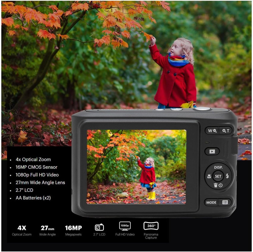 Kodak PIXPRO FZ45 Friendly Zoom 16MP 1080p Full HD Digital Camera (Pastel Pink) with 128GB SD Card, Compact Camera Case and Extra 4X AA Batteries Bundle (4 Items)