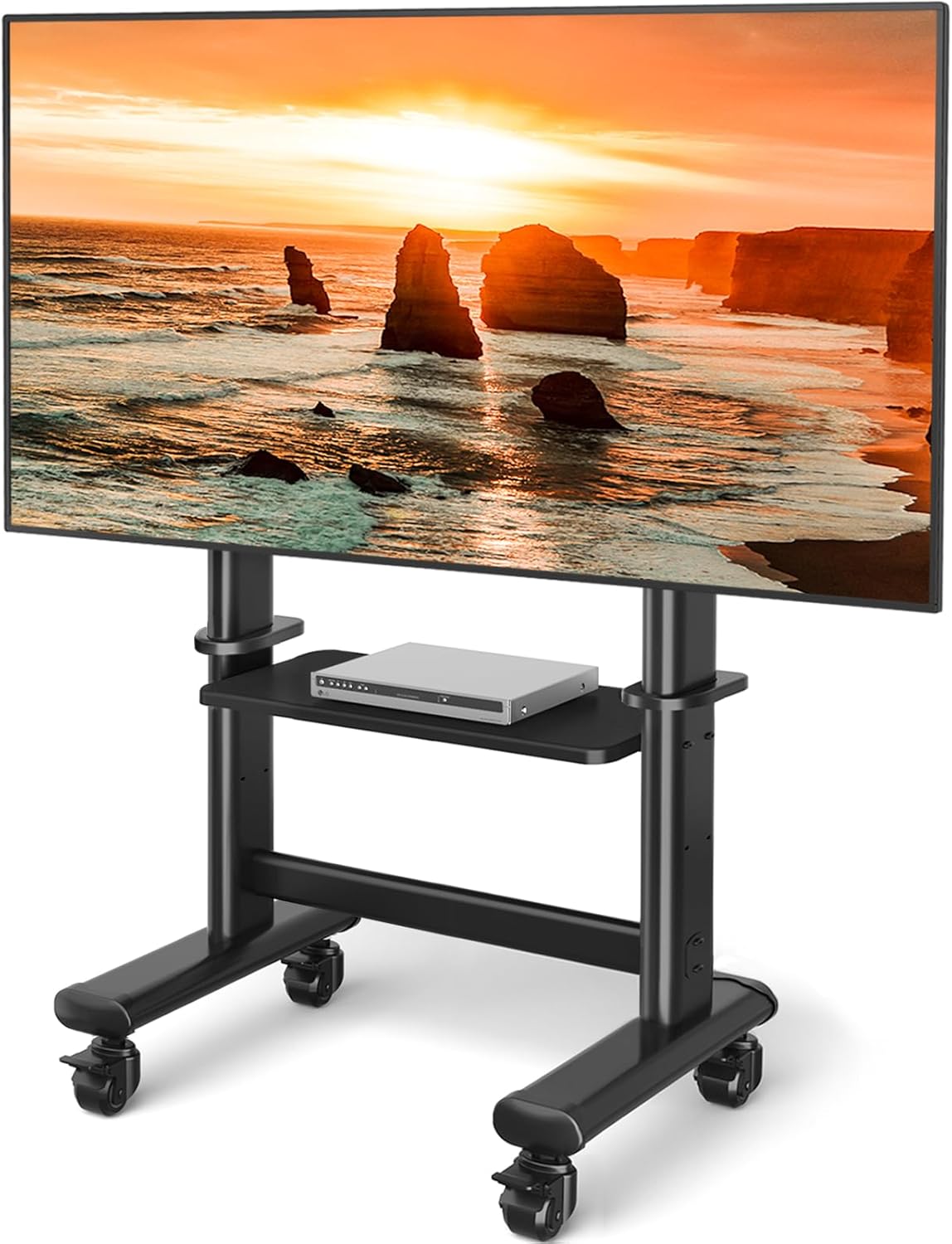 Mobile TV Cart Rolling TV Stand with Wheels for 55-120 Inch LCD LED Flat Curved Screens up to 250 lbs, Max VESA800x600 mm Heavy Duty Portable Floor TV Stand Large Base Trolley Height Adjustable