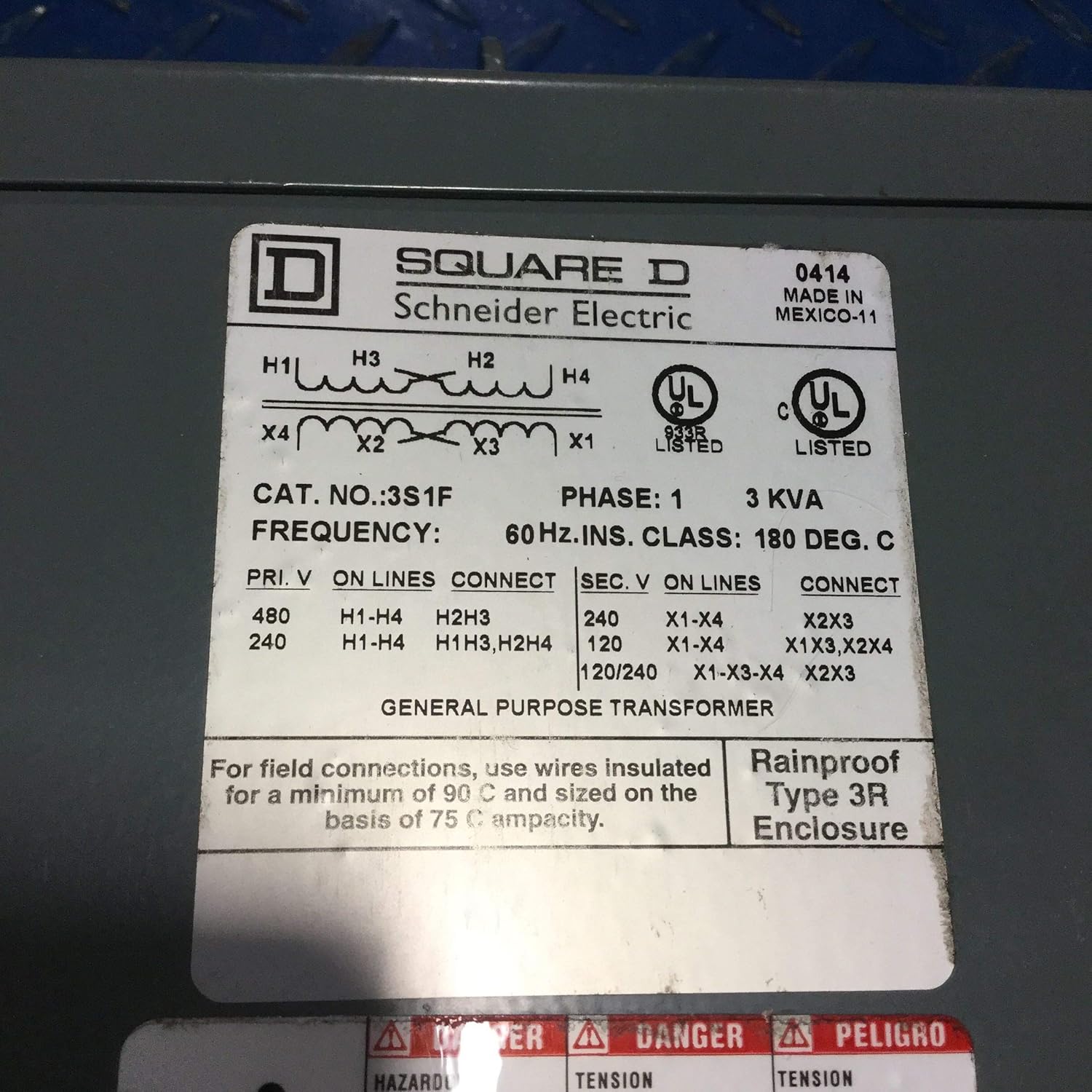 SCHNEIDER ELECTRIC Transformer Dry 3kVA 240X480V -120/240V 3S1F Transformer Dry 3kVA 240X480V-120/240V