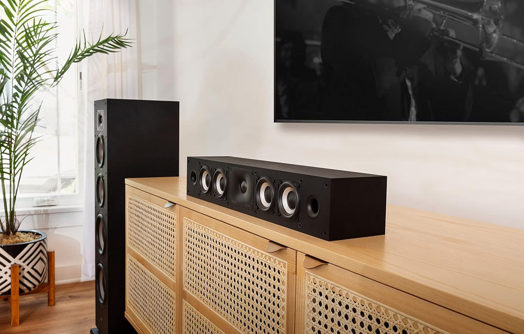 Polk Monitor XT35 Slim Center Channel Speaker - Hi-Res Audio Certified, Dolby Atmos & DTS:X Compatible, 1" Terylene Tweeter & Four 3" Dynamically Balanced Woofers, Wall-Mountable, Midnight Black