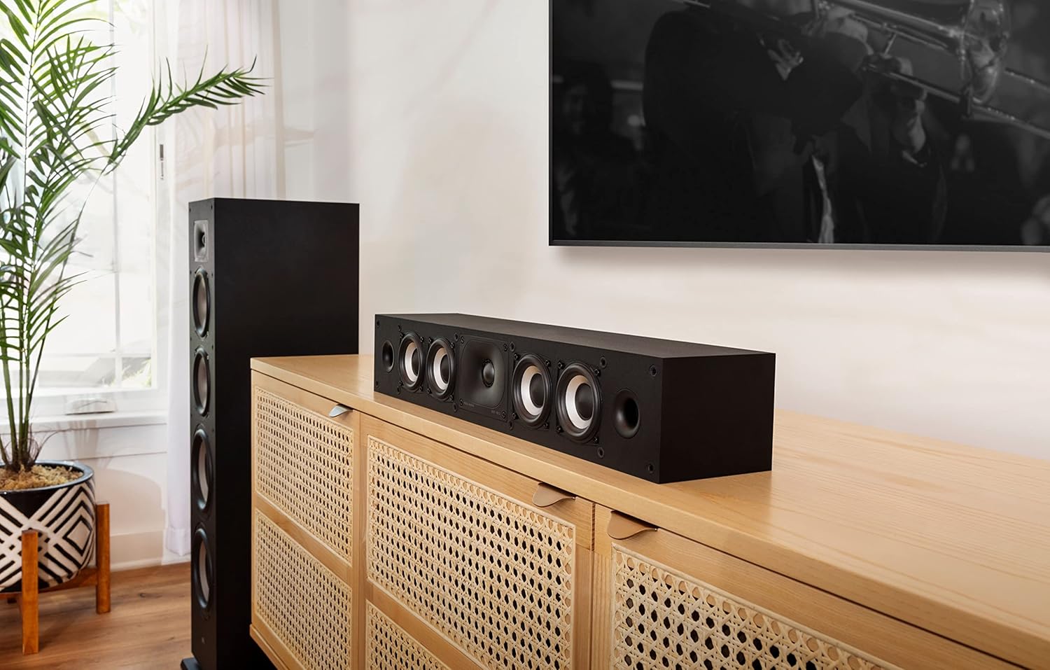 Polk Monitor XT35 Slim Center Channel Speaker - Hi-Res Audio Certified, Dolby Atmos & DTS:X Compatible, 1" Terylene Tweeter & Four 3" Dynamically Balanced Woofers, Wall-Mountable, Midnight Black