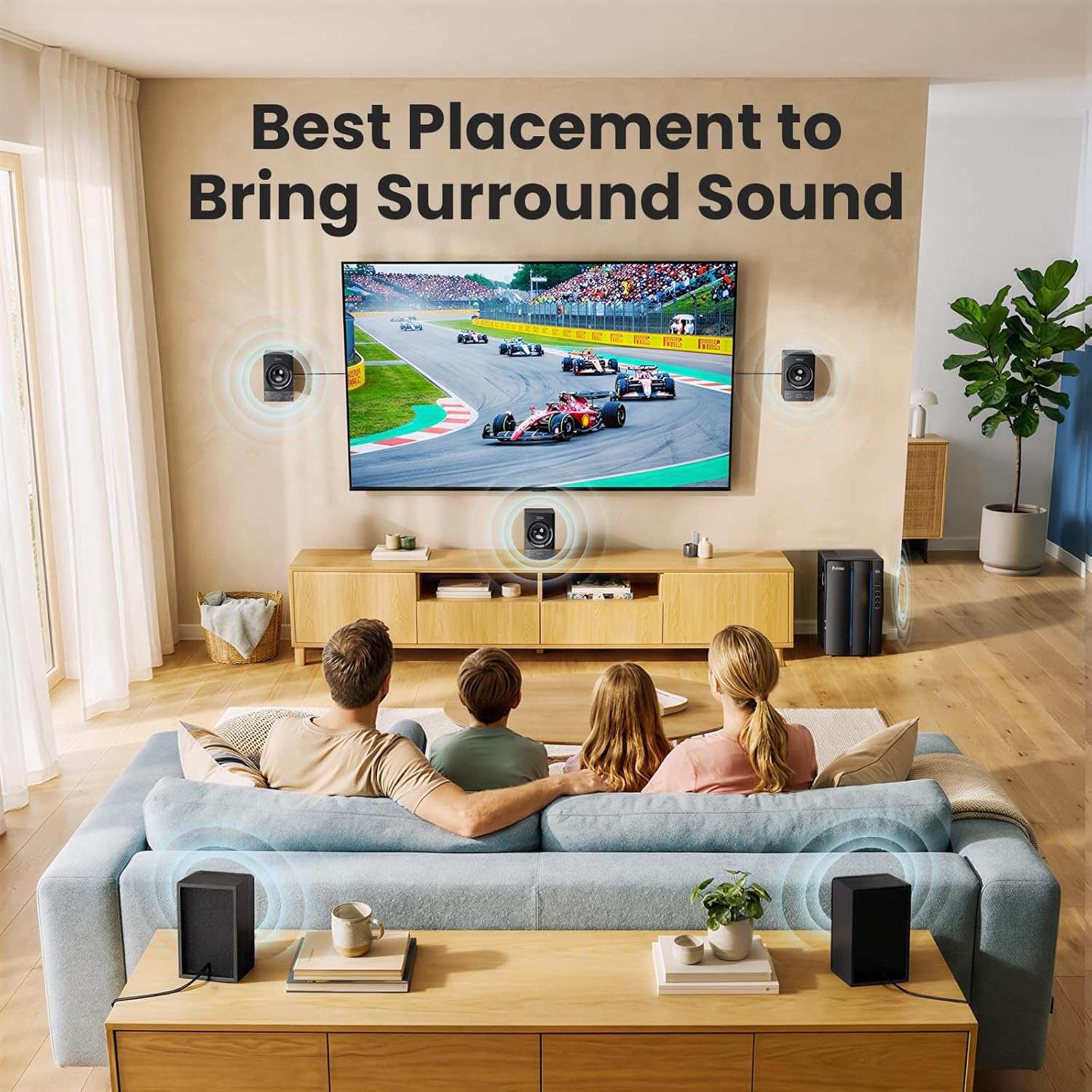 Bobtot Home Theater Surround Sound System for TV - 6.5inch Subwoofer 800W Peak Deep Bass 5.1 Wired Satellite Speakers Audio Stereo Systems Support ARC Optical Bluetooth Aux Input
