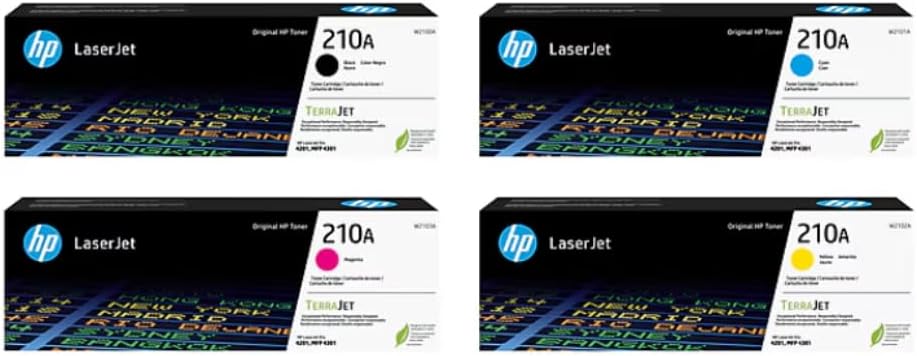 HP 210A Toner Cartridge 4-Pack (Black, Cyan, Magenta, Yellow) | Compatible Color LaserJet Pro 4201 & MFP 4301 Series Printers | W2100AQ1 Combo Pack
