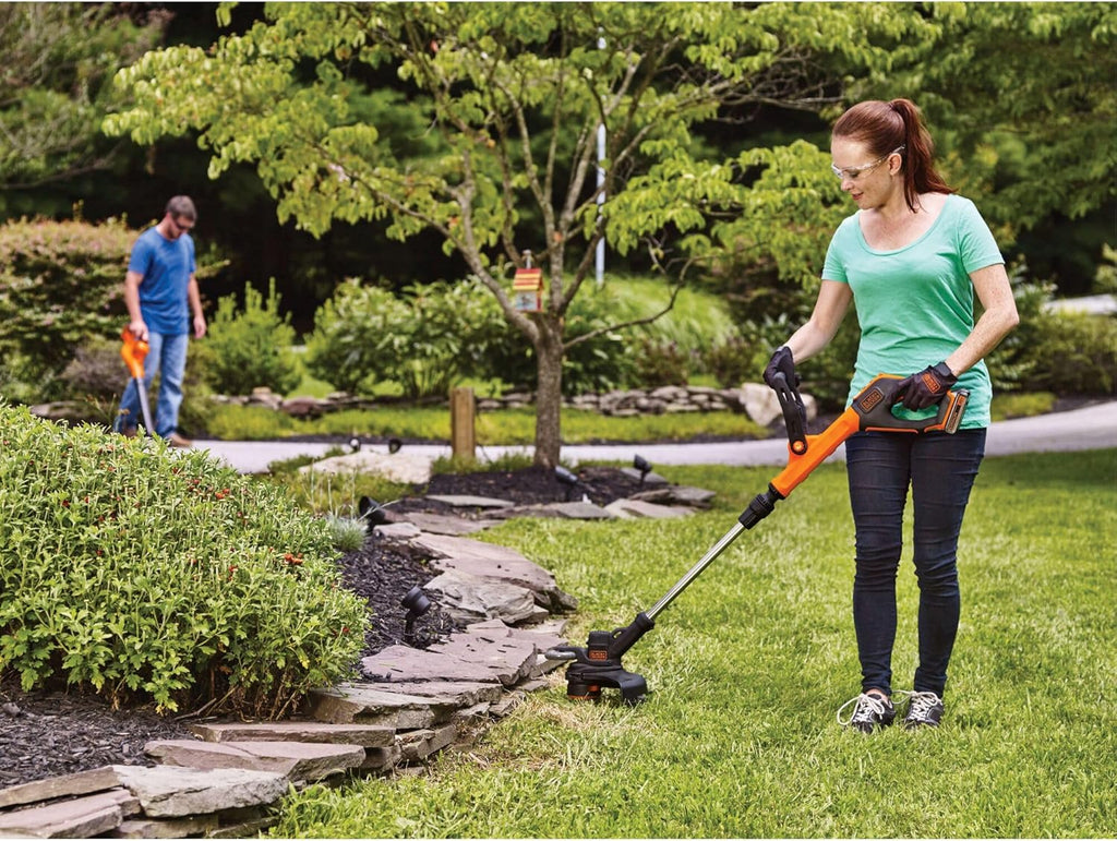 BLACK+DECKER 20V MAX 12 Inch Weed Eater Cordless String Trimmer and Wheeled Edger Lawn Tool with Spool, 2.5Ah Battery and Charger Included, Lightweight, 2 Speed PowerDrive (LST522)