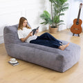 Giant Bean Bag Chair for Adults (59"x34"), Big Faux Fur Plush Bean Bag Lounger, Large Memory Foam Lounger Chair with Pockets for Living Room, Bedroom & Dorm (Grey)