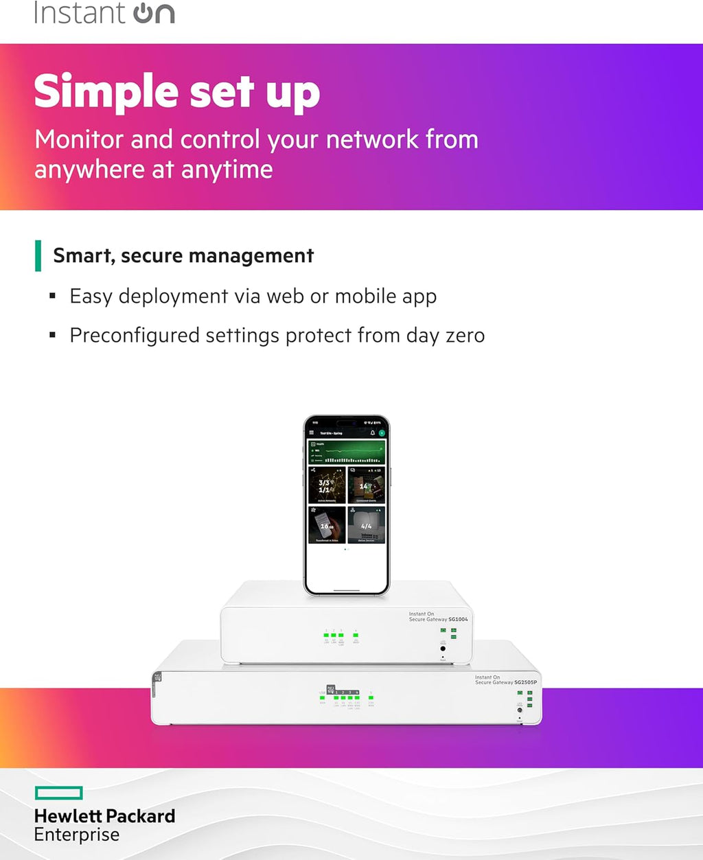 HPE Networking Instant On Secure Gateway SG2505P 5-Port 2.5G Smart-Managed Gateway with PoE, 2X 2.5GBase-T, 3X 1GBase-T, 60W PoE Class 4, US Cord (S0G34A#ABA)