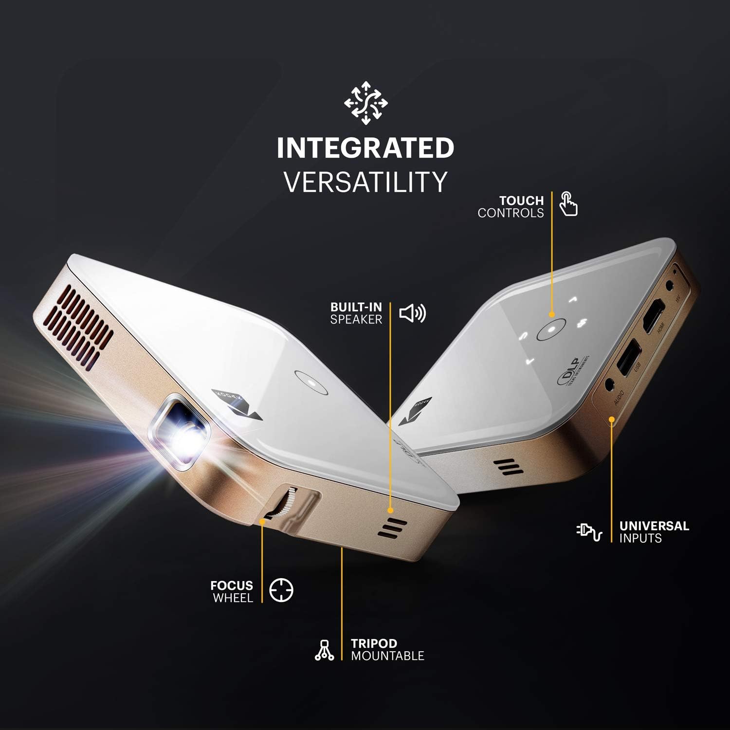 KODAK Luma 350 Portable Smart Projector w/ Luma App | Ultra HD Rechargeable Video Projector w/ Onboard Android, Streaming Apps, Wi-Fi, Mirroring, Remote Control & Crystal-Clear Imaging